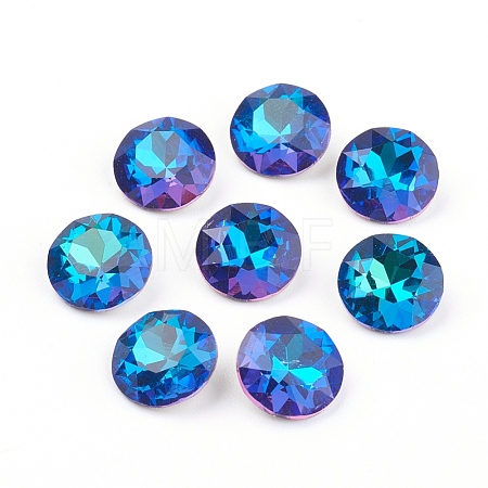 Pointed Back & Back Plated Glass Rhinestone Cabochons RGLA-J012-8mm-001BB-1