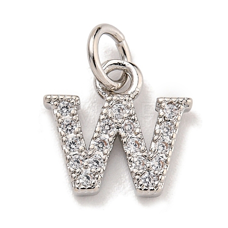 Initial Letter Brass with Cubic Zirconia Charms LS-KK-Q814-26W-P-1