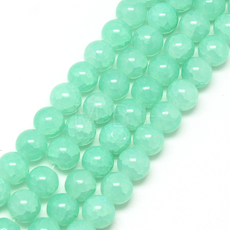 Baking Paint Crackle Glass Beads Strands X-DGLA-Q023-8mm-YS19-1