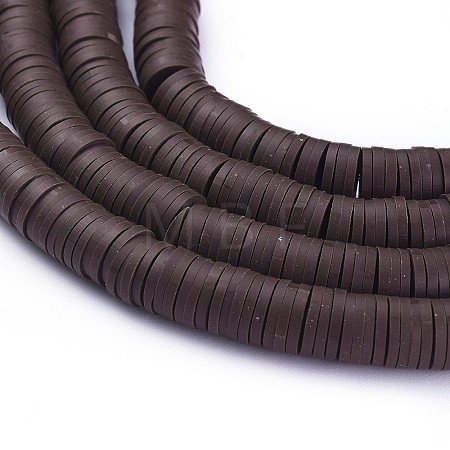 Flat Round Handmade Polymer Clay Bead Spacers CLAY-R067-4.0mm-38-1