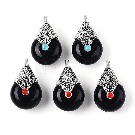 Tibetan Style Resin Pendants RESI-T022-16K-1