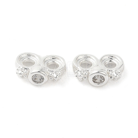 Rack Plating Brass Pave Clear Cubic Zirconia Spacer Bars KK-B088-11A-S-1