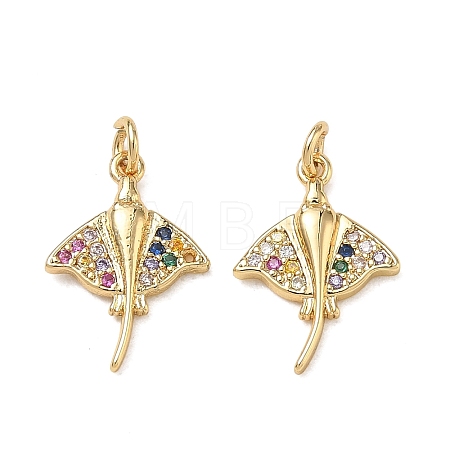 High Polished Ocean Brass Micro Pave Clear Cubic Zirconia Pendants CU-CBAF3CF-02O-02-1