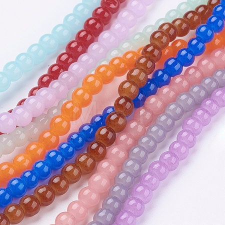 Imitation Jade Glass Beads Strands DGLA-S076-4mm-M-1