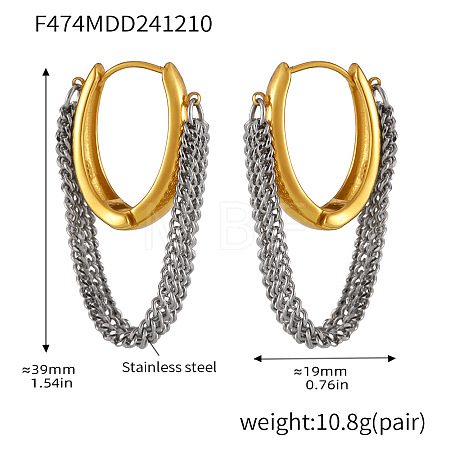 Two Tone 304 Stainless Steel Hoop Earrings FS-WGF65B4-01-1