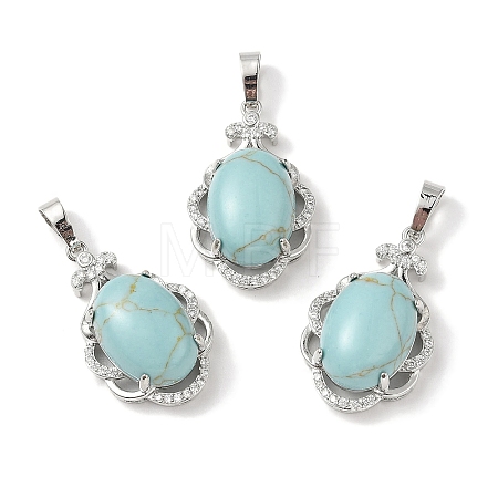 Synthetic Turquoise Oval Pendants G-NH0025-15P-28-1
