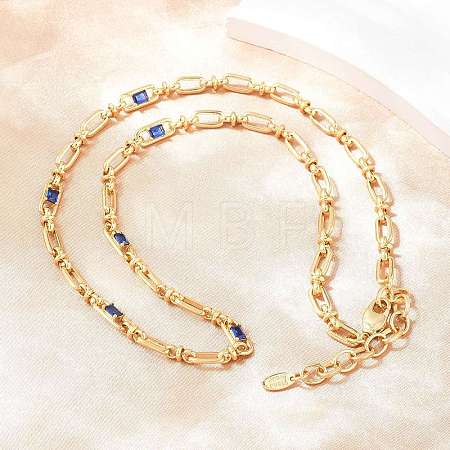 5MM Brass Pave Cubic Zirconia Oval Link Chain Necklaces NJEW-D324-01G-03-1