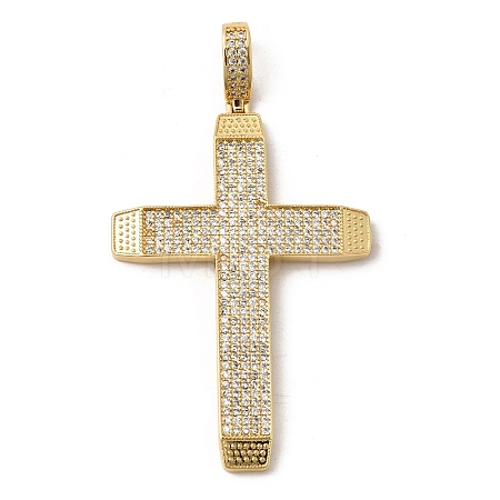 Brass Micro Pave Clear Cubic Zirconia Big Pendants KK-H267-051G-1