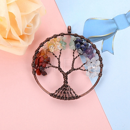 Copper Wire Gemstone Big Pendants PW-WG83355-07-1