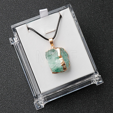 Electroplated Raw Natural Fluorite Neggets Pendant Black Wax Cord Necklaces FS-WG48460-09-1