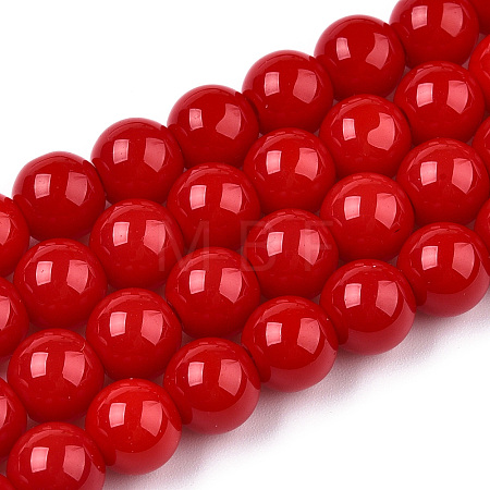 Opaque Solid Color Glass Beads Strands X-GLAA-T032-P8mm-04-1