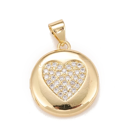 Brass Micro Pave Cubic Zirconia Locket Pendants KK-A161-38A-G-1
