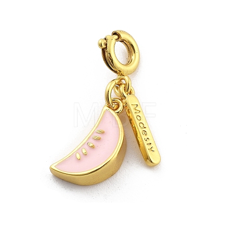 Brass Enamel Fruits Pendant Decoration HJEW-P020-01E-G-1