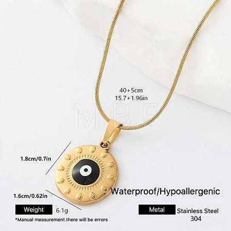 304 Stainless Steel Enamel Evil Eye Pendant Necklaces for Men Women KO5396-3-1