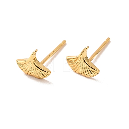 Brass Ginkgo Leaf Stud Earrings for Women LS-EJEW-P199-18G-1