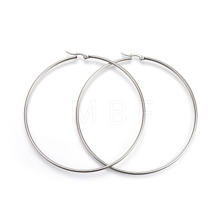 Tarnish Resistant 201 Stainless Steel Big Hoop Earrings EJEW-A052-20E-P-1