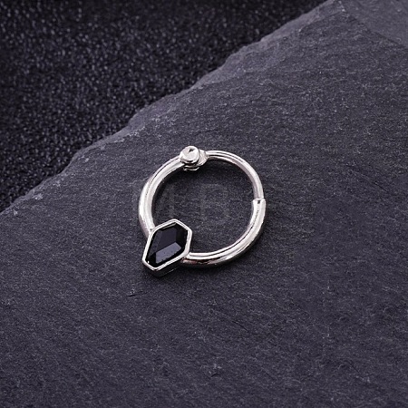 316L Stainless Steel Micro Pave Cubic Zirconia Hoop Nose Rings WG352E4-08-1