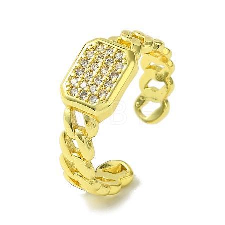 Brass Micro Pave Cubic Zirconia Open Cuff Rings RJEW-K256-35G-1