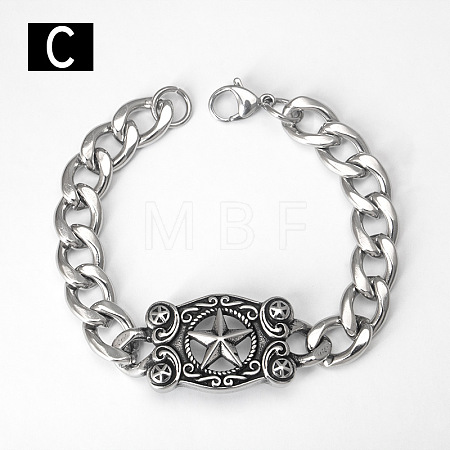 Punk & Viking 304 Stainless Steel Link Bracelets FS-WG44D5C-04-1