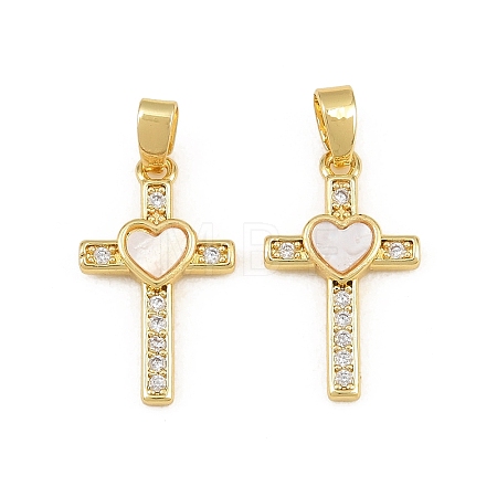 Brass Micro Pave Clear Cubic Zirconia Pendants CU-CBAA571-17G-1