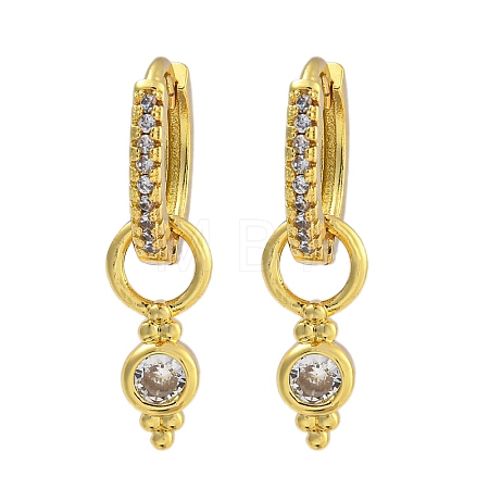 Rack Plating Brass Pave Clear Cubic Zirconia Hoop Earrings for Women EJEW-G410-45G-1
