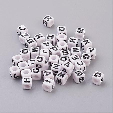 Acrylic Horizontal Hole Letter Beads PL37C9129-1