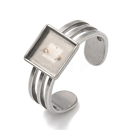304 Stainless Steel Cuff Ring Findings STAS-B126-12B-P-1
