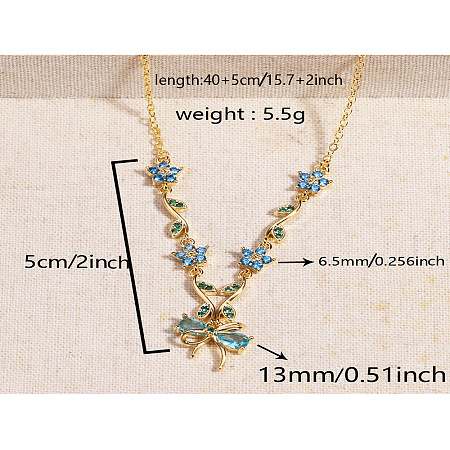 Brass Pave Cubic Zirconia Flower Bowknot Pendant Necklaces for Women WGA7CA3-01-1
