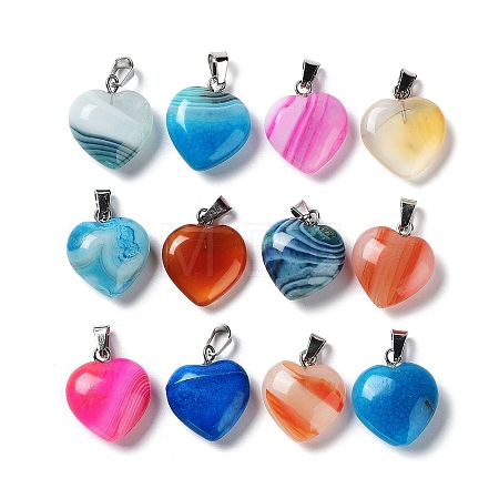 Natural Agate Dyed & Heated Pendants G-P511-02B-P-1