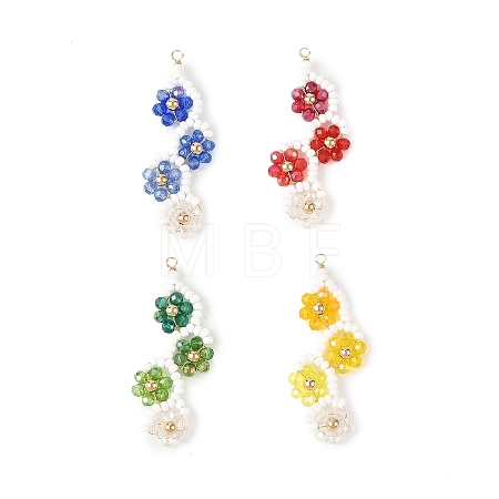 Baking Paint Glass Seed Beaded Big Pendants PALLOY-MZ01393-1