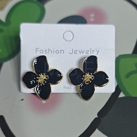 Alloy Enamel Stud Earrings with Brass Earring Pins FS-WGE19F2-11-1