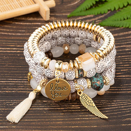 Boho Style Wood Beaded Stretch Bracelet Sets for Women WGE3C3B-47-1