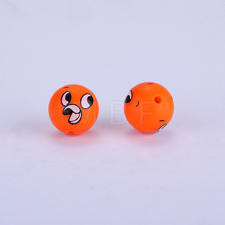 Printed Round Silicone Focal Beads SI-JX0056A-147-1