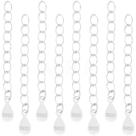 10Pcs 925 Sterling Silver Twisted Extender Chains STER-BBC0008-99-1
