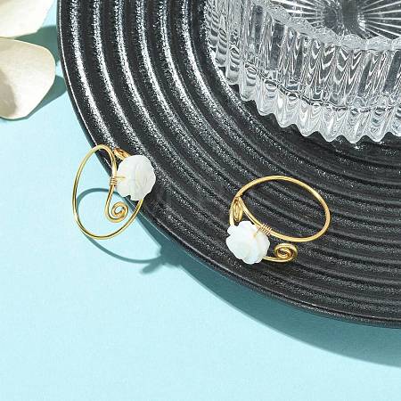 Natural Trochid Shell/Trochus Shell Finger Rings RJEW-JR01045-1