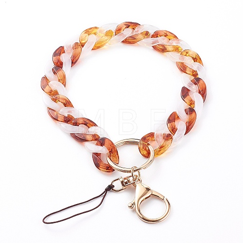 Two Tone Acrylic Curb Chain Mobile Straps HJEW-JM00450-1