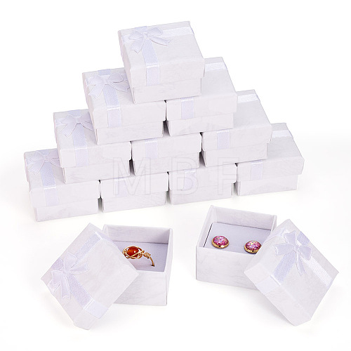 Square Paper Jewelry Gift Boxes with Bowknot CON-TAC0010-80E-1