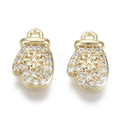 Brass Micro Pave Clear Cubic Zirconia Charms KK-S348-551-NF-1