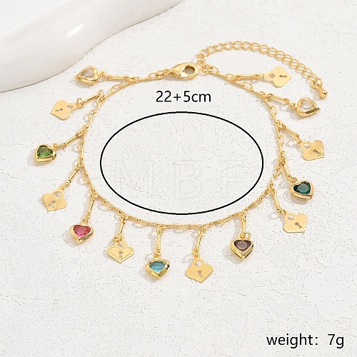 Brass Heart Charm Anklets for Women KP7886-1-1