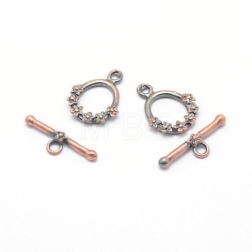 Brass Toggle Clasps KK-G323-33R-RS-1