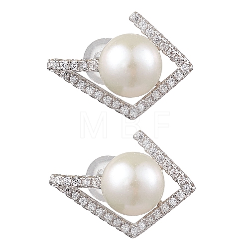 Natural Pearl Ear Studs EJEW-P286-26P-1