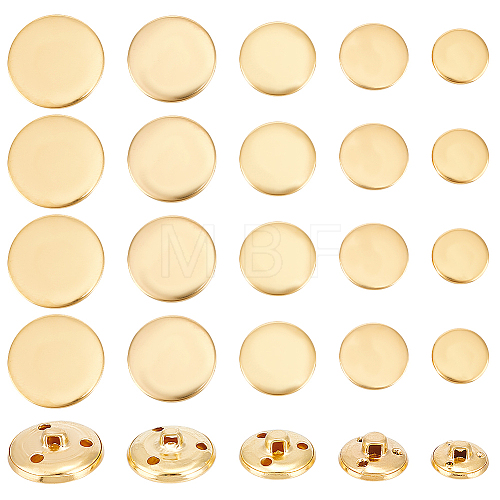 Olycraft 50Pcs 5 Styles 3-Hole Brass Buttons BUTT-OC0001-47G-1