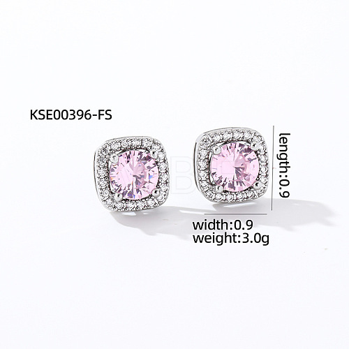 Elegant Zircon Square Stud Earrings for Women TY1635-7-1