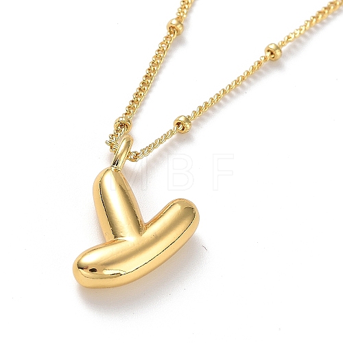 Initial Letter Brass Pendant Necklaces NJEW-A015-21G-Y-1