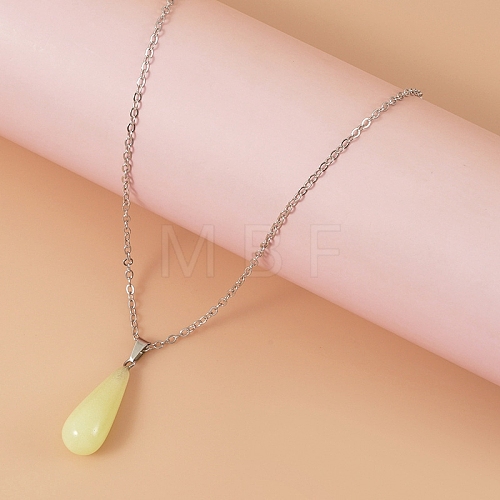 Synthetic Luminous Stone Pendant Necklaces PW-WG52562-01-1