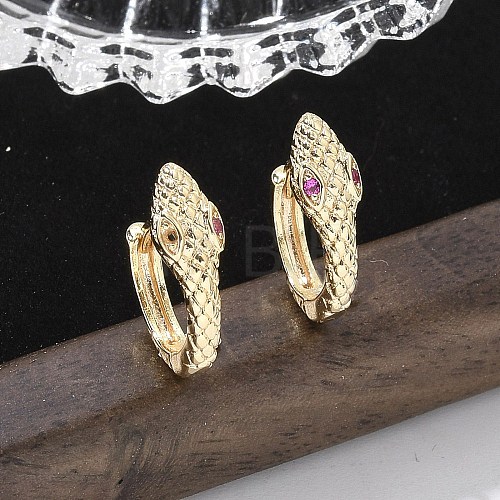 Brass Cubic Zirconia Hoop Earrings EJEW-Q014-09G-1