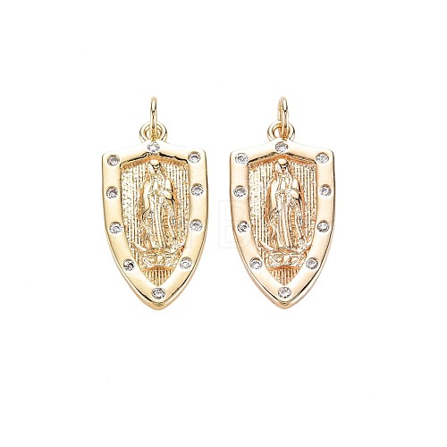 Brass Micro Pave Clear Cubic Zirconia Pendants KK-S356-723-1