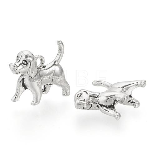 Tibetan Style Alloy Puppy Pendants TIBEP-Q076-065AS-RS-1