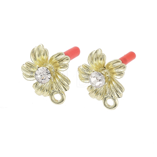 Rack Plating Golden Alloy with Rhinestone Stud Earring Findings EJEW-B036-02G-06-1