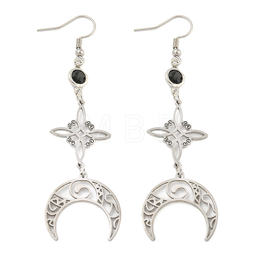 304 Stainless Steel Dangle Earrings for Women EJEW-F338-07P-1